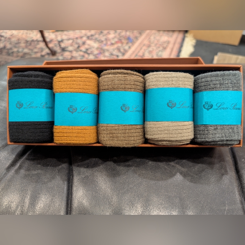 Loro Piana Unisex Elegant Sock Gift Box Cashmere Merino Wool Blend